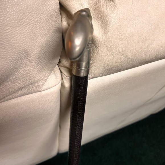 Neiman Marcus Silver Camel Cane with Carved Wood - Picture 4 of 7